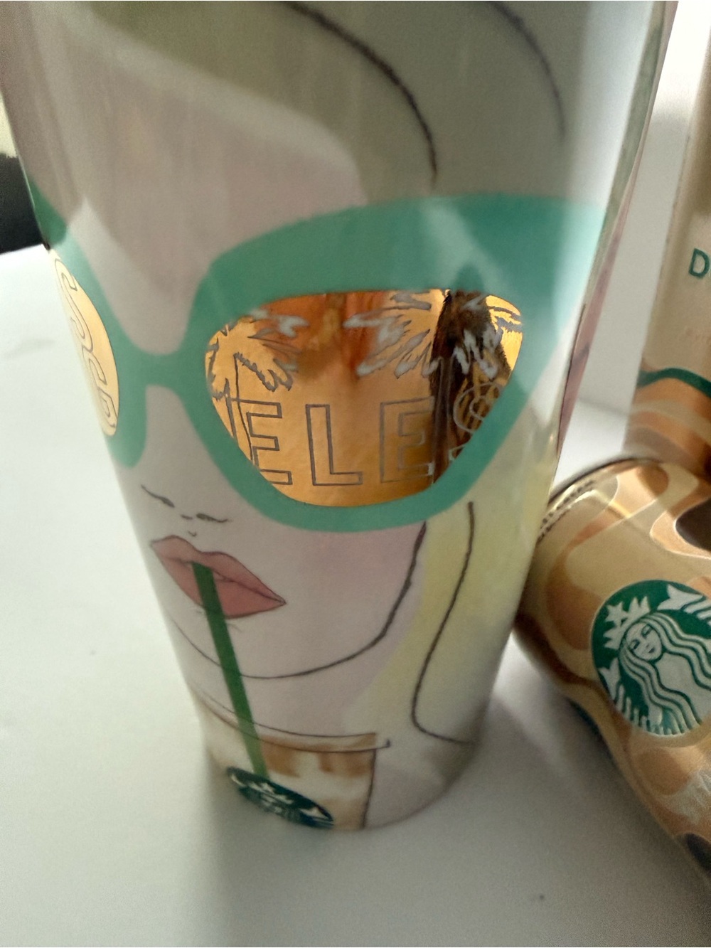 NWOT Starbucks- Only available in LA - Sunglasses&Gold Lens Ceramic Tumbler - Picture 3 of 10